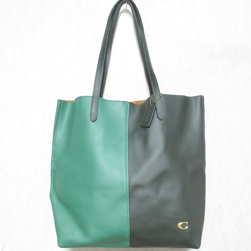 美品 COACH コーチ バイカラー レザー ノーストートバッグ ショルダーバッグ CN423 グリーン レディース 古着 中古 USED
