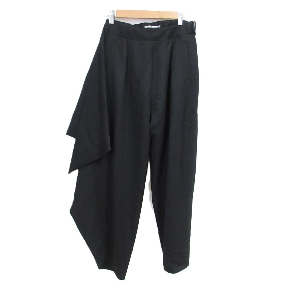 美品 ISSEY MIYAKE イッセイミヤケ 変形ラップデザイン テーパードパンツ IM71FF001 サイズ2 ブラック レディース 古着 中古 USED