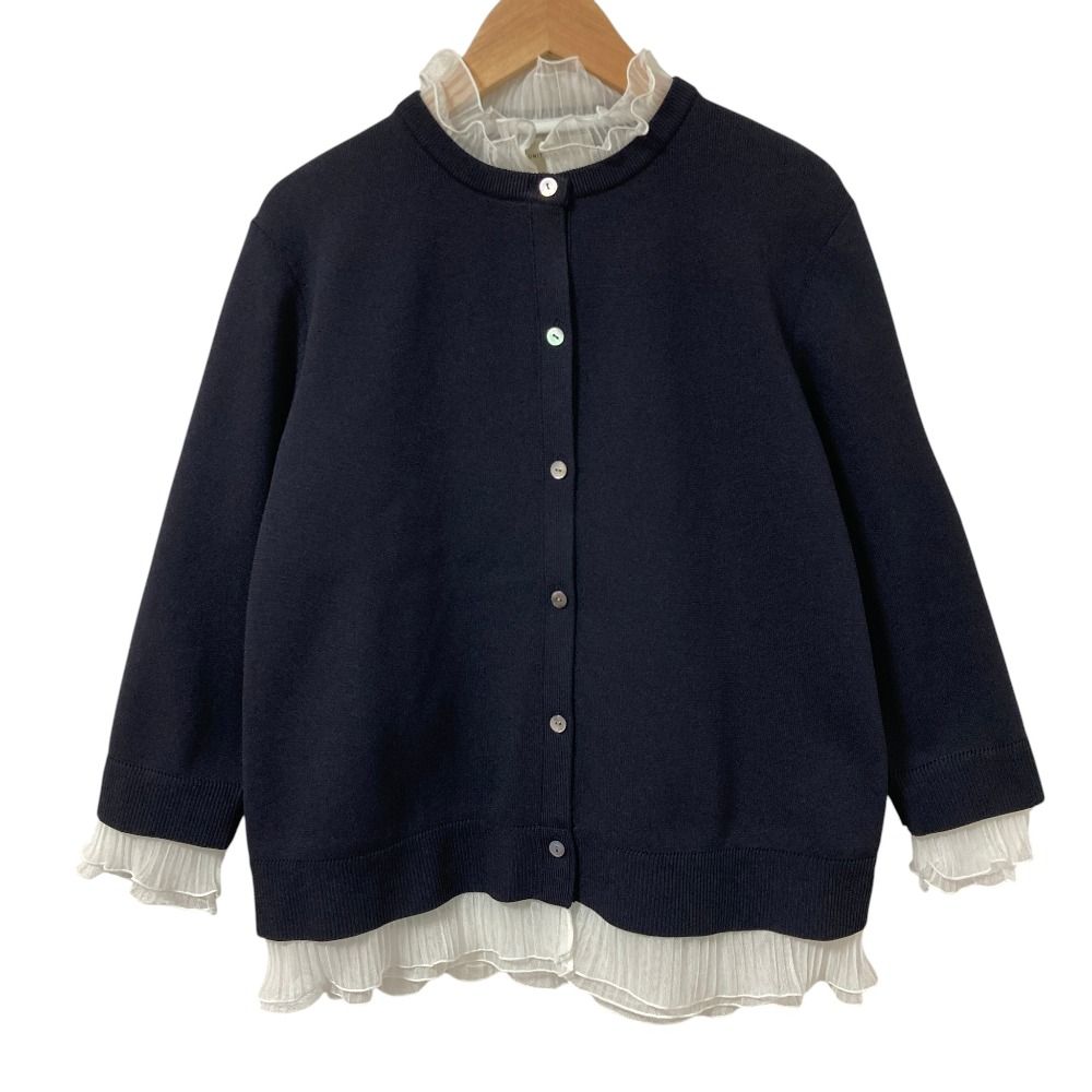 新品同様 UNITED ARROWS ユナイテッドアローズ 4WAY チュール フリル カーディガン ネイビー レディース 古着 中古 USED