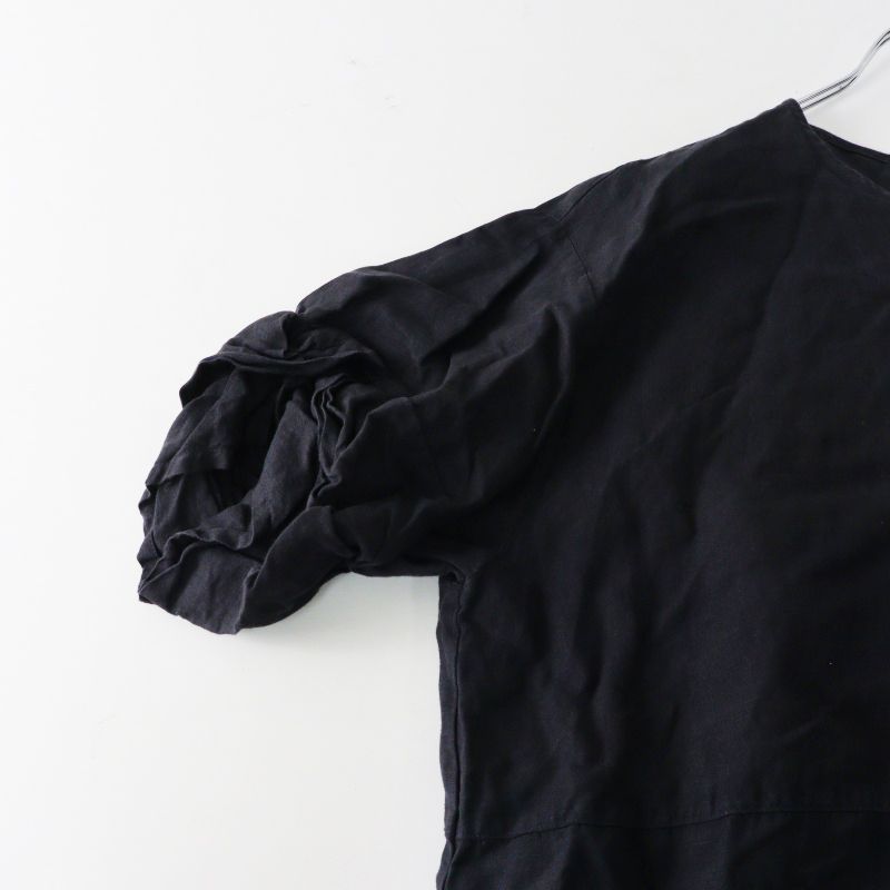 ネストローブ nest Robe リネンタックスリーブワンピース F＼ブラック