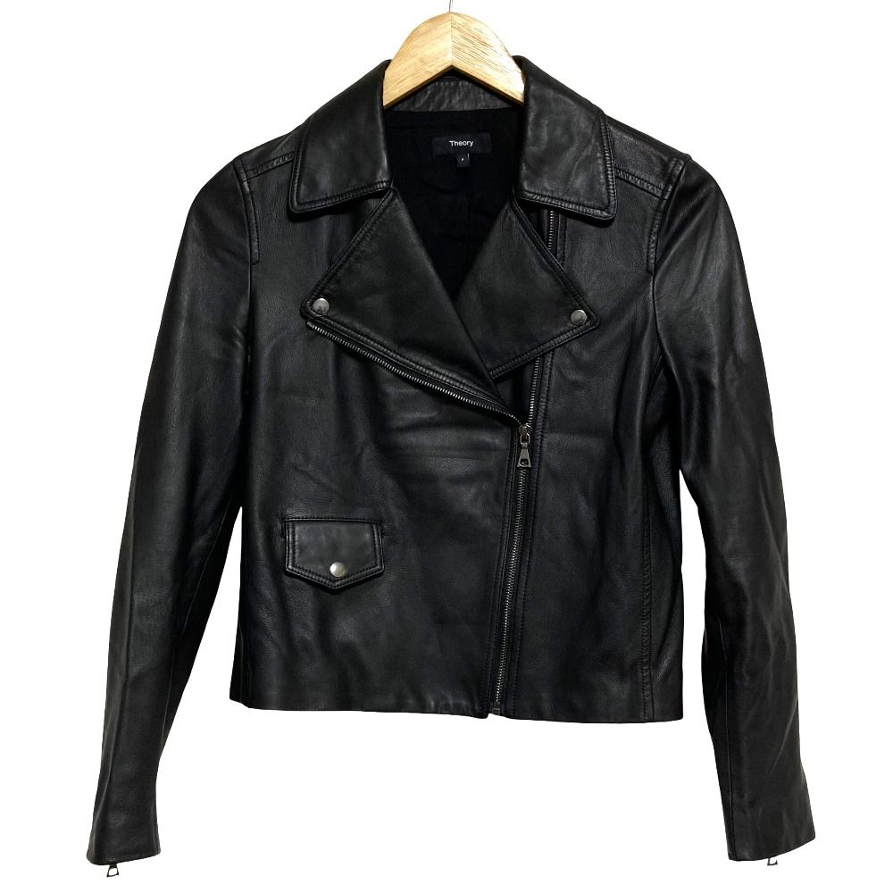 美品 23SS Theory セオリー SLEEK LEATHER MOTO ライダースジャケット 