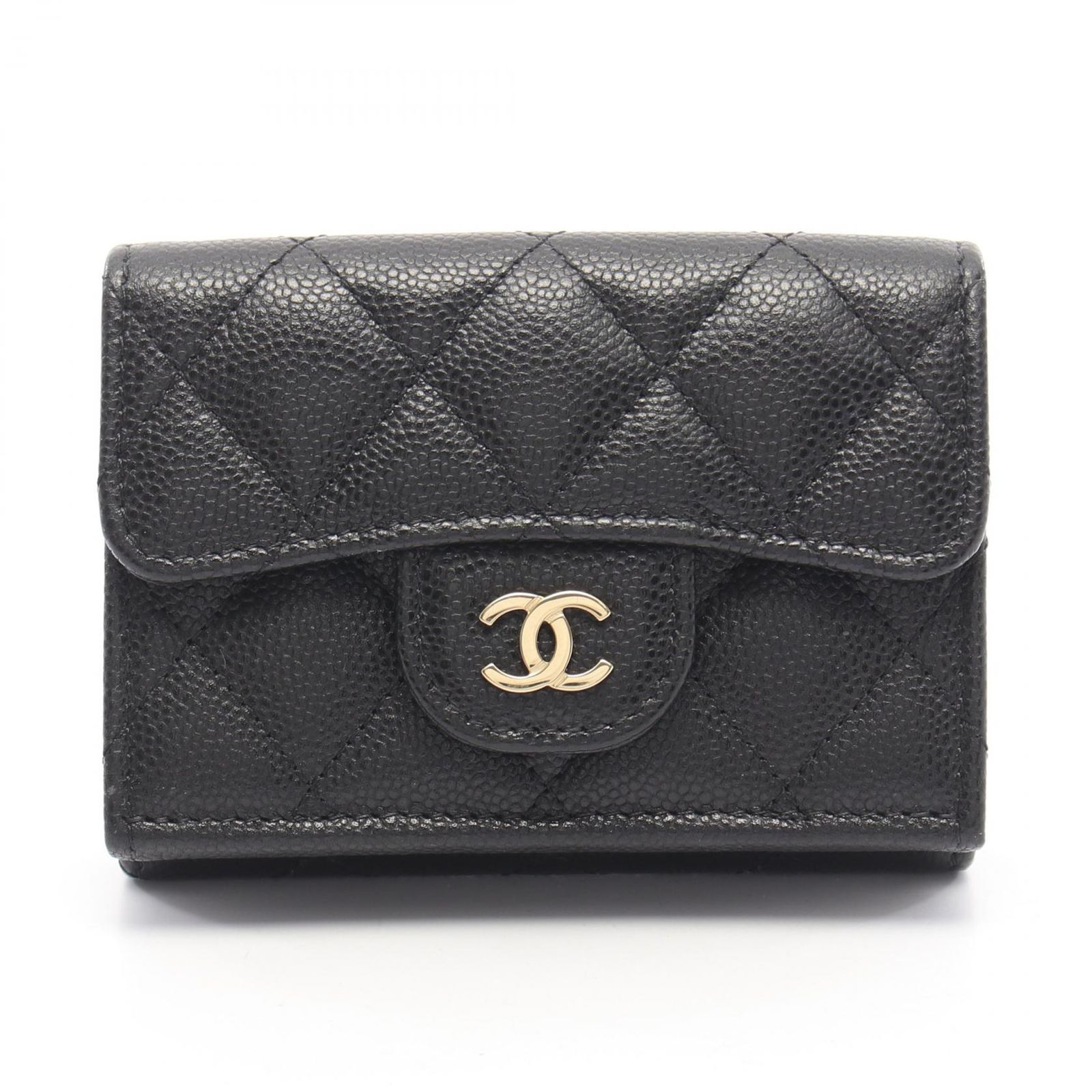 シャネル CHANEL 三つ折り財布 クラシック スモール フラップ ウォレット マトラッセ AP0230 ブラック カーフ（牛革） マトラッセ 三つ折り財布 レディース Used A