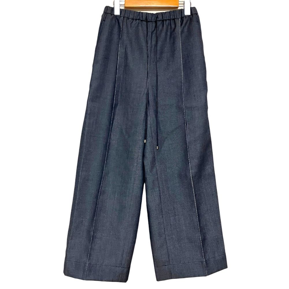 美品 23AW ebure エブール デニムライクウール パンツ サイズ36 ネイビー レディース 古着 中古 USED