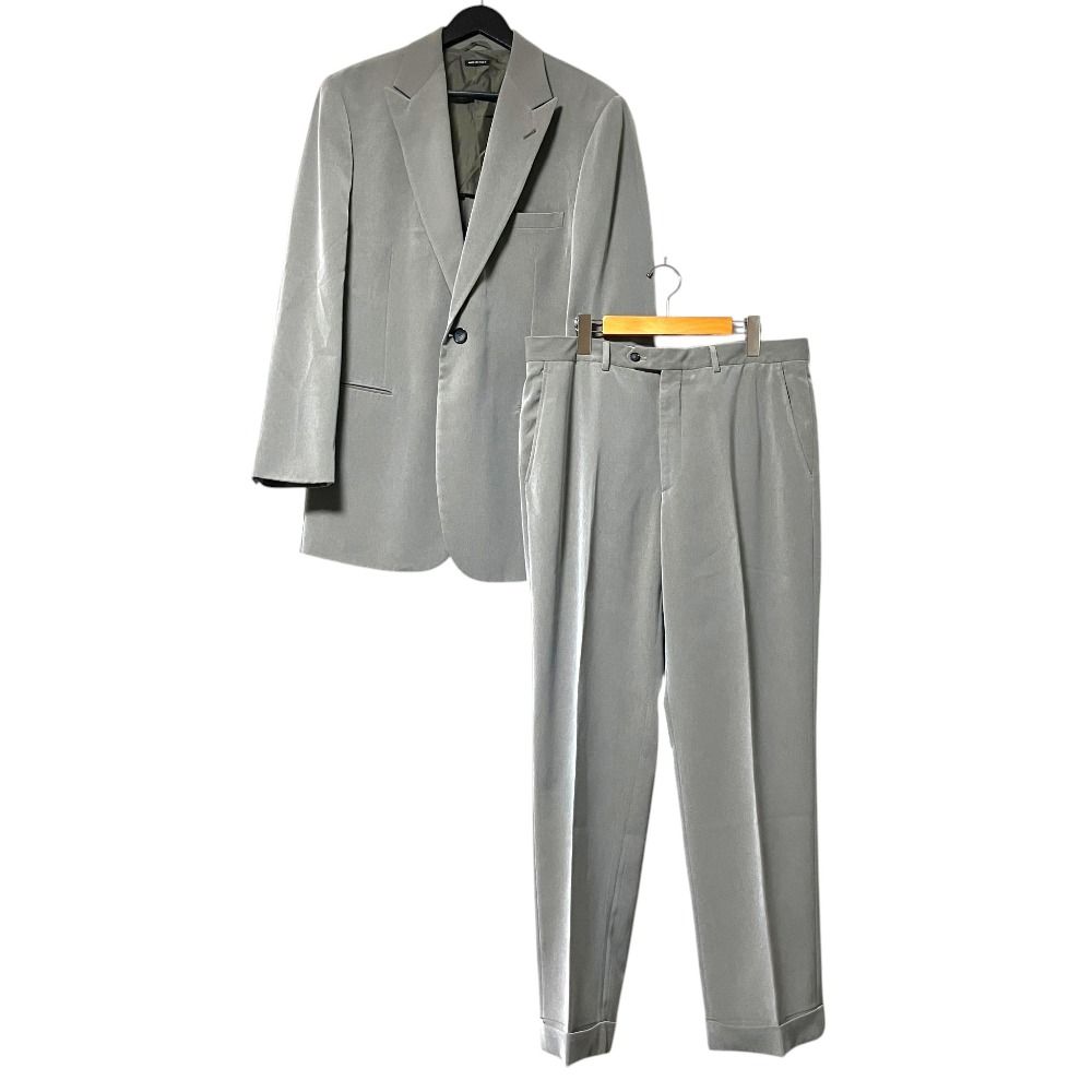 良品 GIORGIO ARMANI ジョルジオアルマーニ ピークドラペル テーラードジャケット スラックスパンツ スーツ セットアップ 52 グレー メンズ 古着 中古 USED