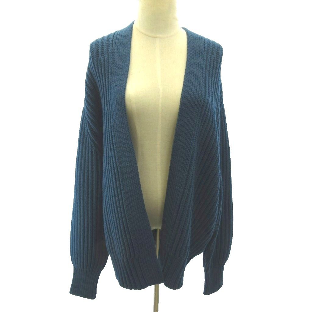 トゥモローランド トリコ TOMORROWLAND tricot タグ付 ウール ローゲージボタンレスカーディガン 長袖 M 青 ブルー 63-02-15-02009 0604