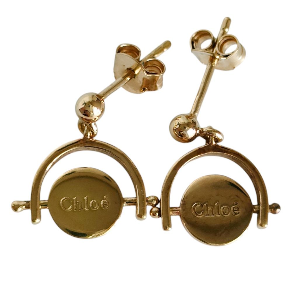 美品 Chloe クロエ ロゴ サークルモチーフ スタッドピアス 