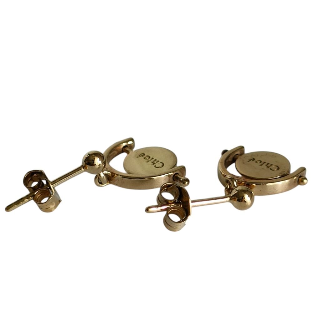 美品 Chloe クロエ ロゴ サークルモチーフ スタッドピアス 