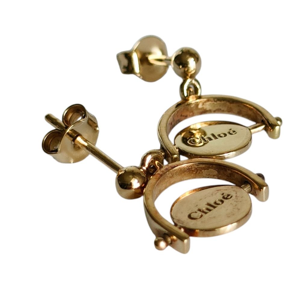 美品 Chloe クロエ ロゴ サークルモチーフ スタッドピアス 