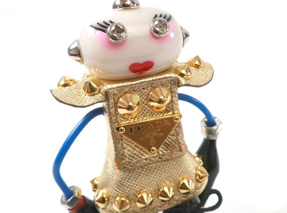 未使用 プラダ PRADA 1TR041 ロボット チャーム キーホルダー トリック