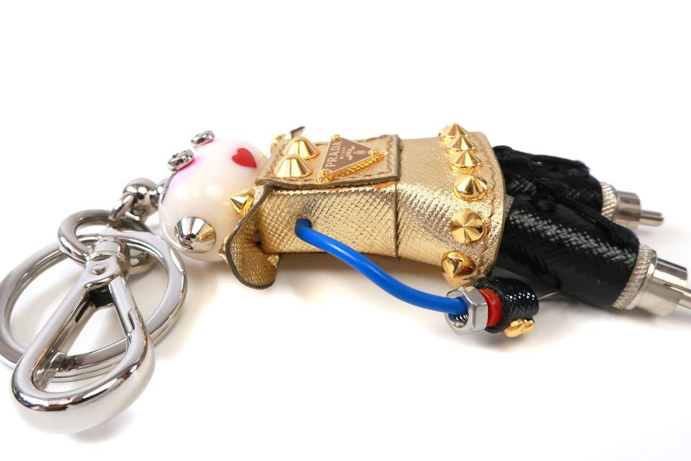 未使用 プラダ PRADA 1TR041 ロボット チャーム キーホルダー トリック