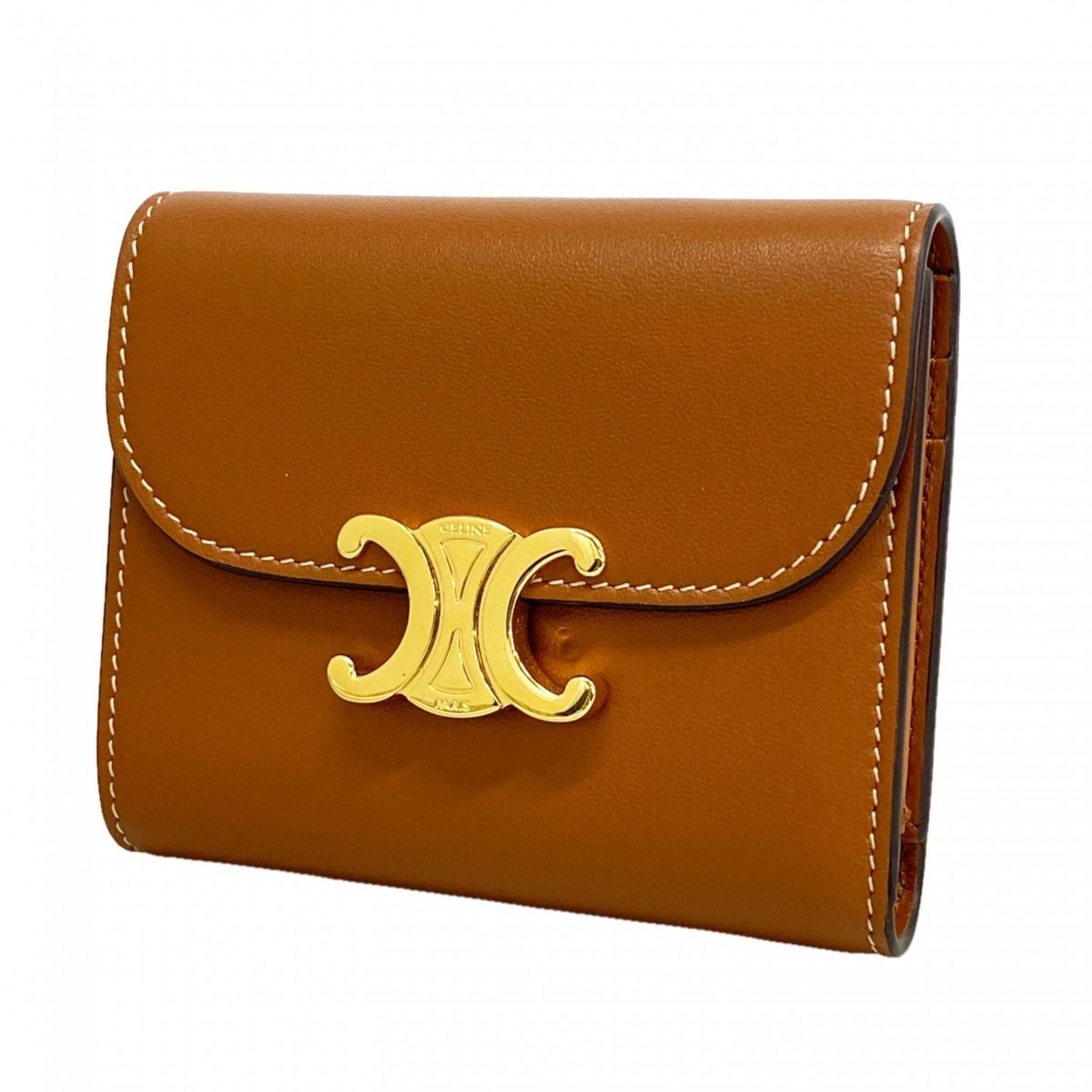 セリーヌ(Celine) セリーヌ 三つ折り財布 トリオンフ レザー ブラウン レディース