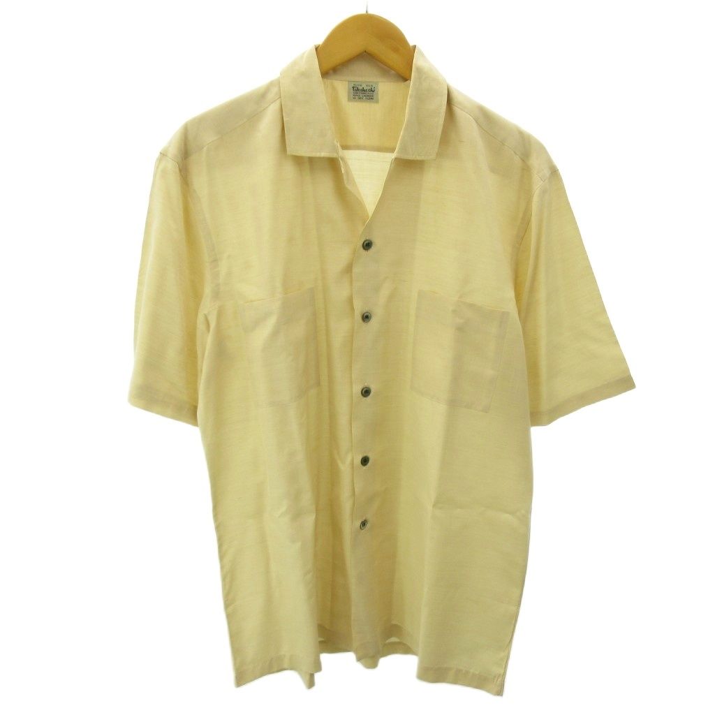 ヴィンテージ VINTAGE 50s 60s Takahashi シルク オープンカラーシャツ 開襟 シースルー 半袖 L 白 ホワイト 0611