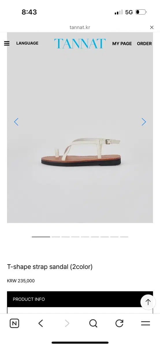 TANNAT T-shape strap サンダル 白 23.5cm