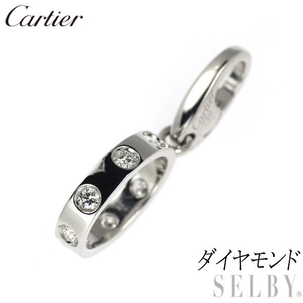 カルティエ K18WG ダイヤモンド チャーム ラブ フルダイヤ
