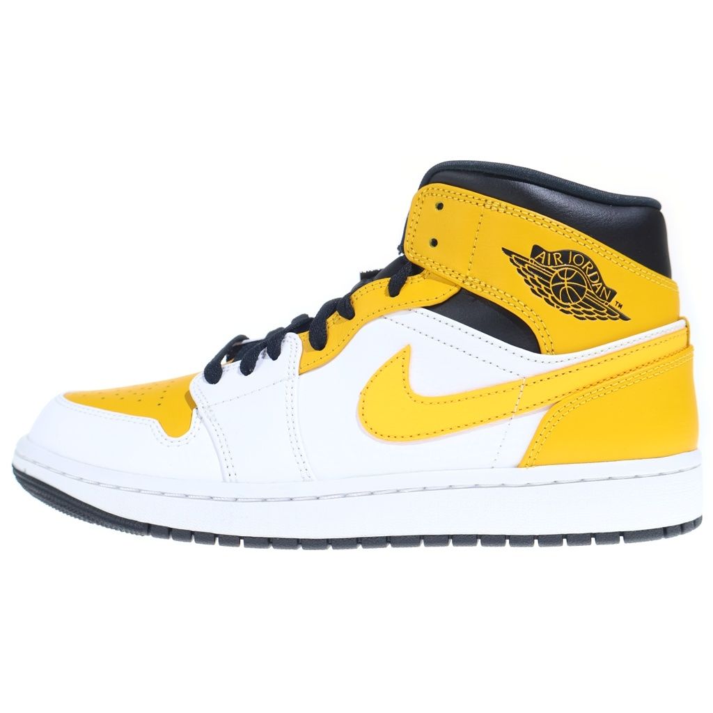 NIKE (ナイキ) AIR JORDAN 1 MID UNIVERSITY GOLD 554724-170 エアジョーダン1 ミッド ユニバーシティ ゴールド ミッドカットスニーカー ホワイト/イエロー US9/27cm