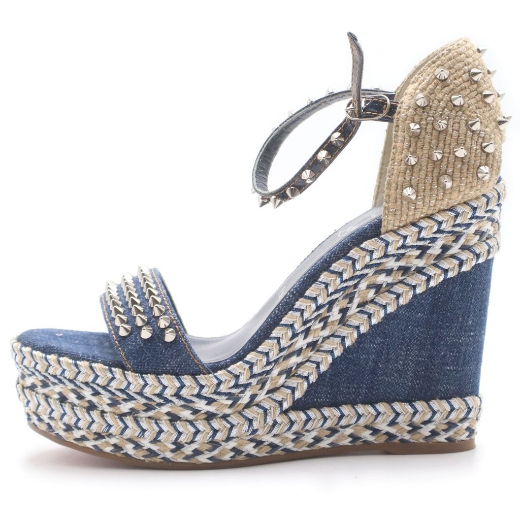 CHRISTIAN LOUBOUTIN (クリスチャンルブタン) マドモニカ デニムウェッジサンダル インディゴブルー #40