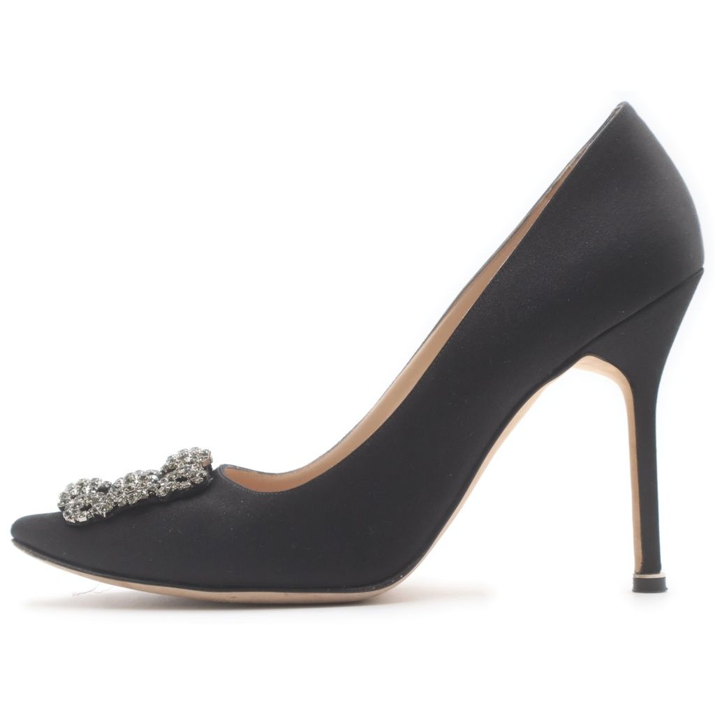 MANOLO BLAHNIK (マノロブラニク) マノロブラニク ハンギシ ラインストーン ヒール ブラック #39.5
