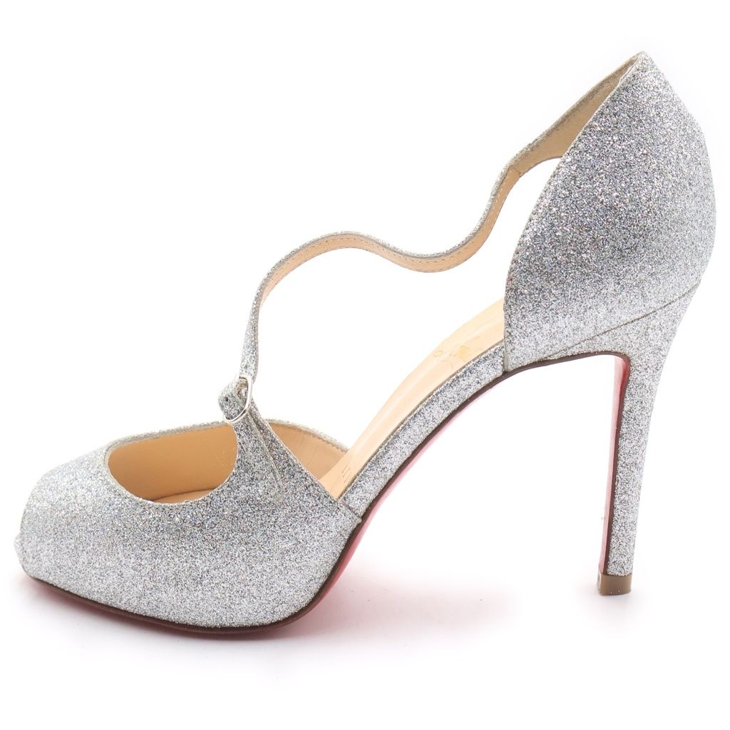 CHRISTIAN LOUBOUTIN (クリスチャンルブタン) グリッターラメヒールパンプス シルバー #35