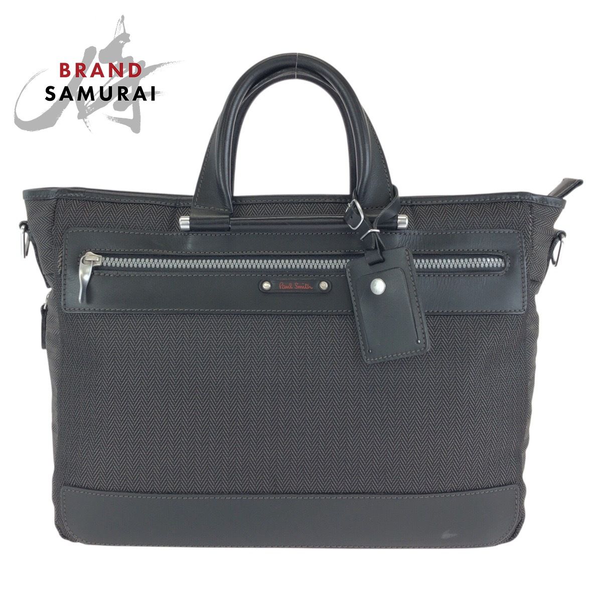 Paul Smith ポール スミス ヘリンボーン ソフトコレクション ブラック 黒 ポリエステル/ポリウレタン/レザー ビジネスバッグ 602423【中古】