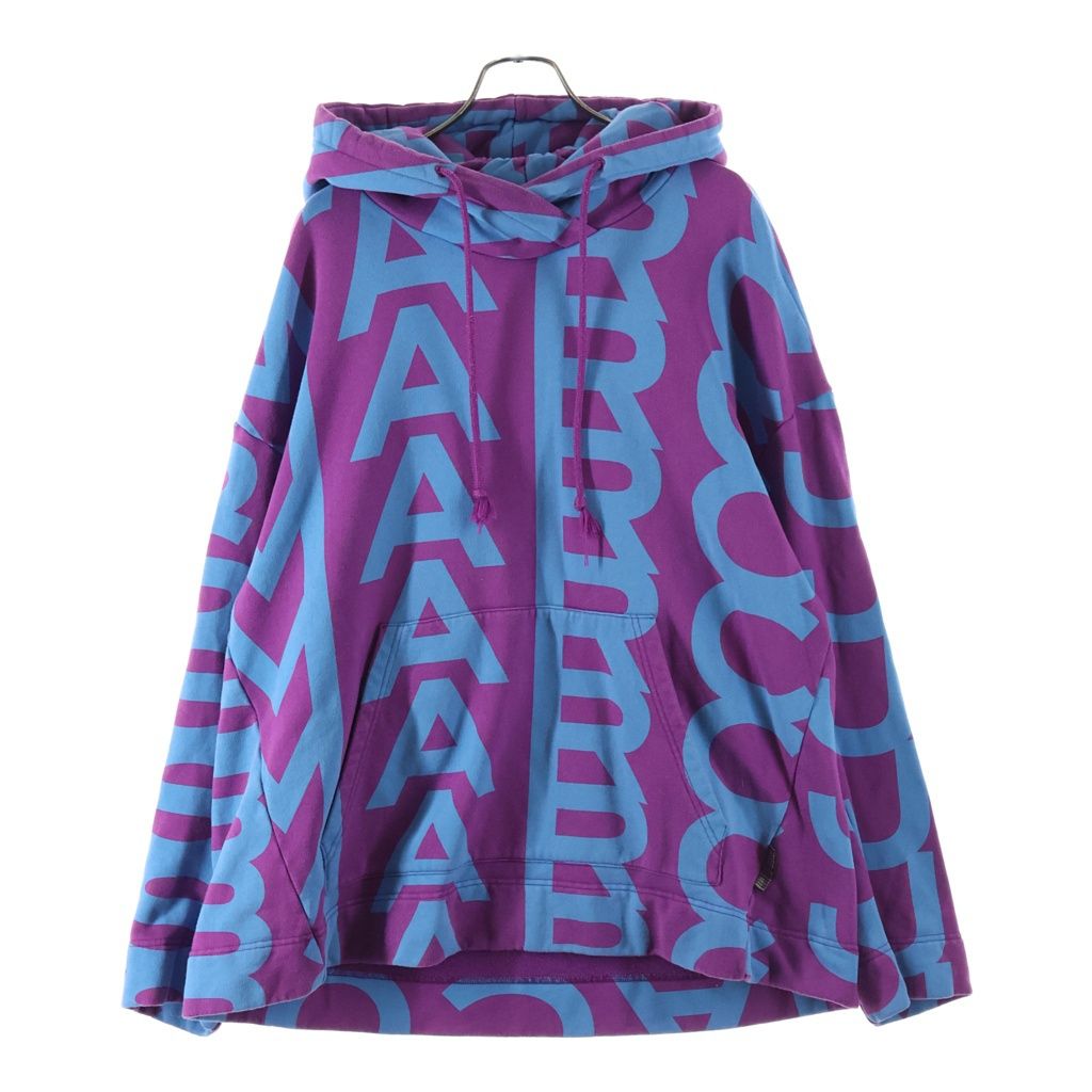 MARC JACOBS (マークジェイコブス) 総柄プルオーバーパーカー ボーダーフーディー ブルー/パープル