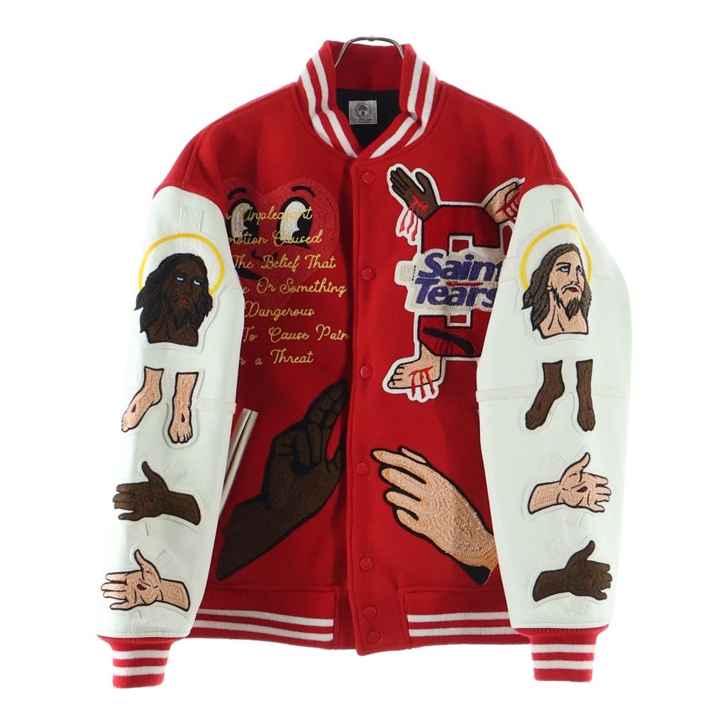 SAINT MICHAEL (セントマイケル) 22SS ×DENIM TEARS STUDIUM JACKET デニムティアーズ スタジアムジャケット SM-S22-0000-058 レッド/ホワイト