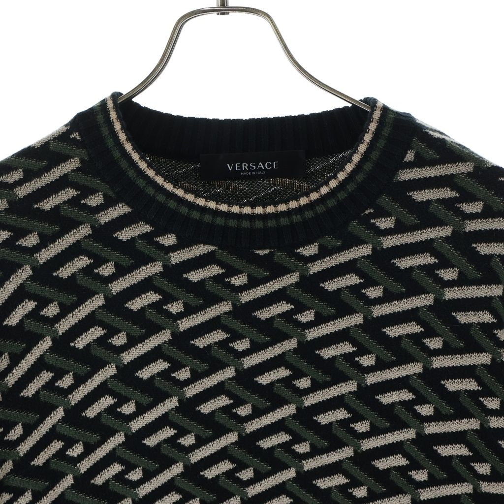 VERSACE (ヴェルサーチ) GRAPHIC COTTON KNIT PULLOVER 1002347