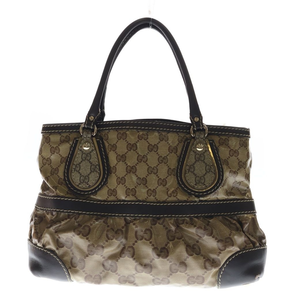 GUCCI (グッチ) GGクリスタル ハンドバッグ ブラウン系 コーティングキャンバス×レザー 223964