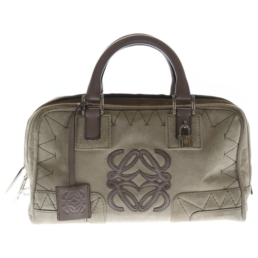 LOEWE (ロエベ) アマソナ28 グレー スエード×レザー ハンドバッグ