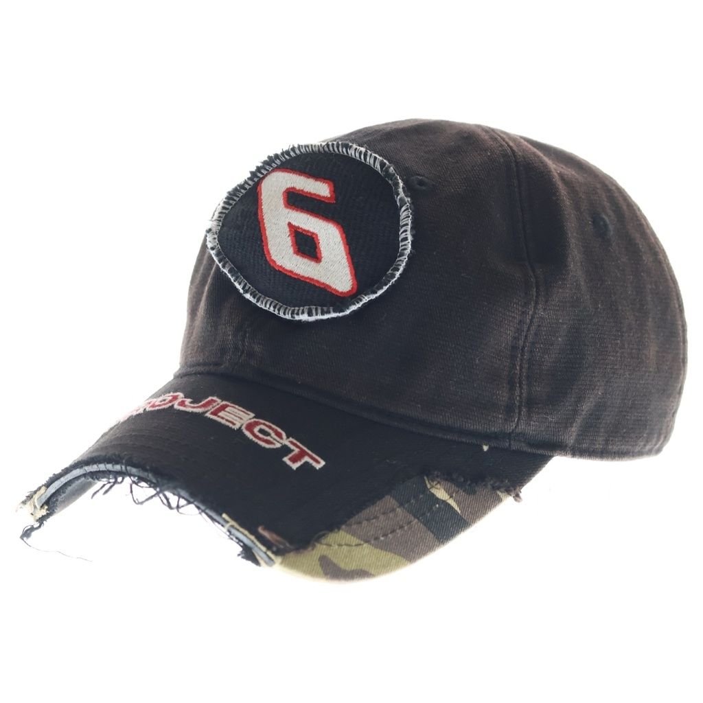 PROJECT G/R (プロジェクトジーアール) DECONSTRUCTED CAP ダメージ加工 ロゴ刺繍 6パネル ベースボールキャップ ブラック