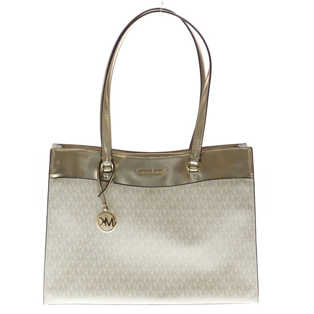 MICHAEL KORS (マイケルコース) チャーム付き 総柄ハンドバッグ ベージュ