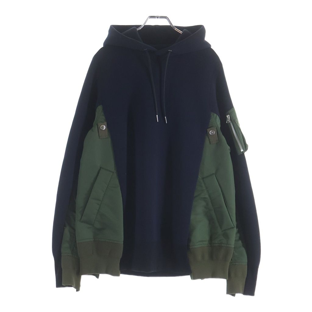 Sacai (サカイ) 23AW HYBRID PARKA ハイブリッド ドッキング プルオーバースウェットパーカー フーディー ネイビー/カーキ SCM-057 20,798円