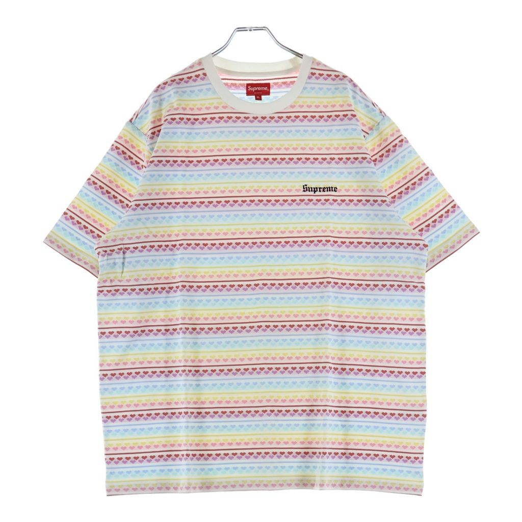 SUPREME (シュプリーム) 22SS Hearts Jacquard S/S Top ハート 総柄 半袖Tシャツ カットソー マルチ