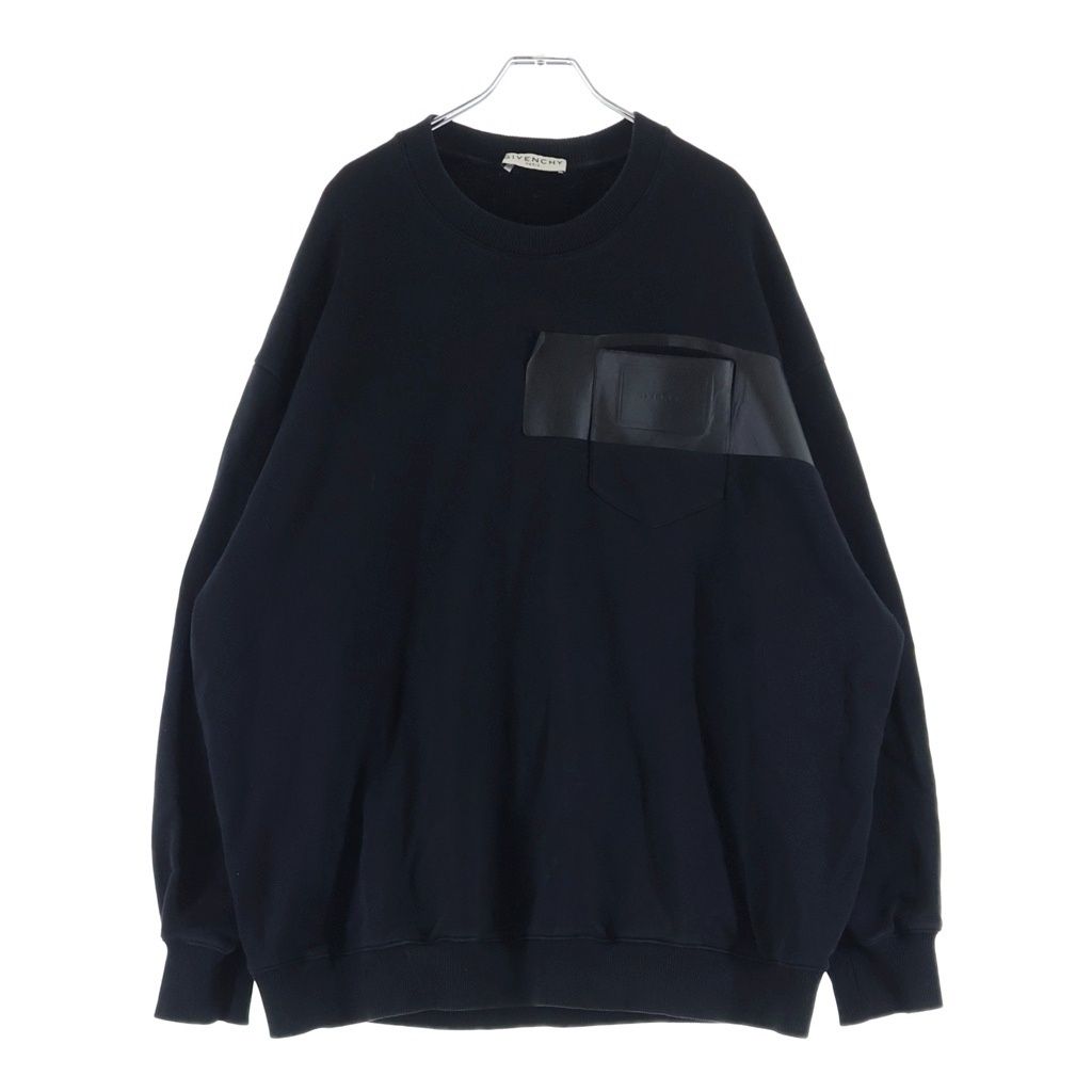 GIVENCHY (ジバンシィ) 胸テープデザイン クルーネックスウェットトレーナー ブラック BMJ0AC305B