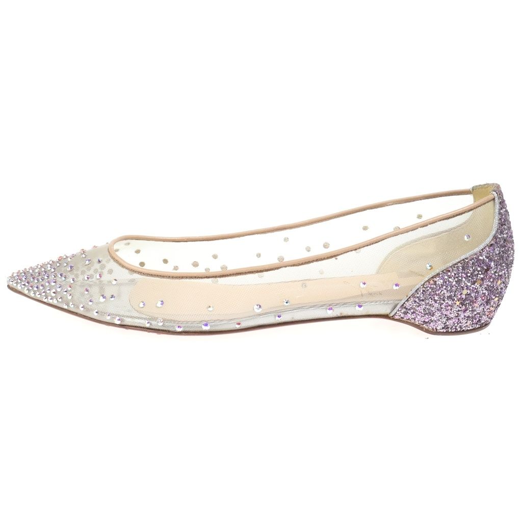 CHRISTIAN LOUBOUTIN (クリスチャンルブタン) スパンコールパンプス メッシュフラットシューズ ベージュ #39
