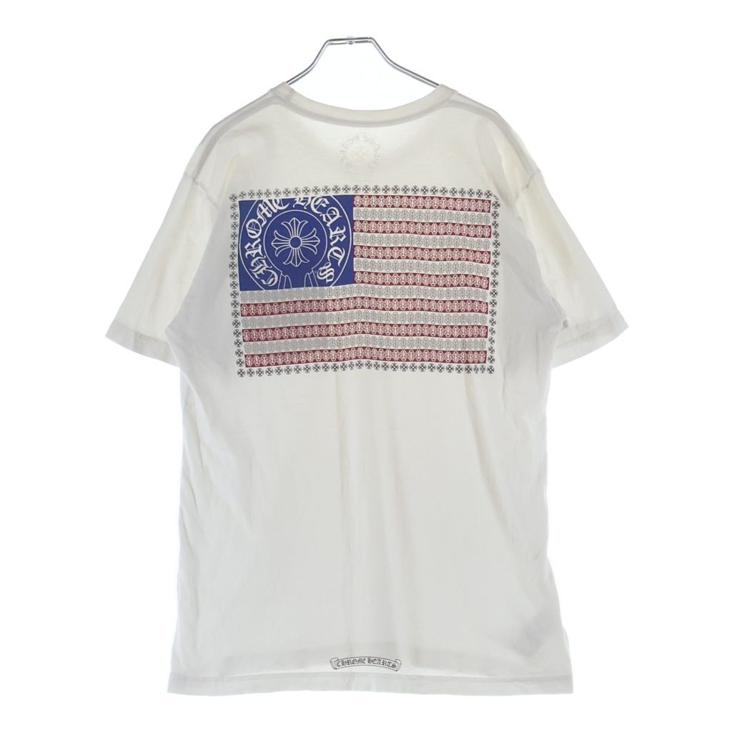 CHROME HEARTS (クロムハーツ) AMERICAN FLAG TEE オールド アメリカンフラッグTシャツ 星条旗 ホースシュープリント 半袖カットソー ホワイト