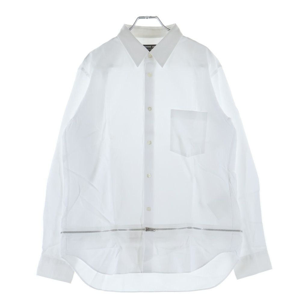 COMME des GARCONS HOMME DEUX (コムデギャルソン オムドゥ) 24AW AD2024 裾ジッパーデザイン 長袖ボタンシャツ ホワイト DN-B040