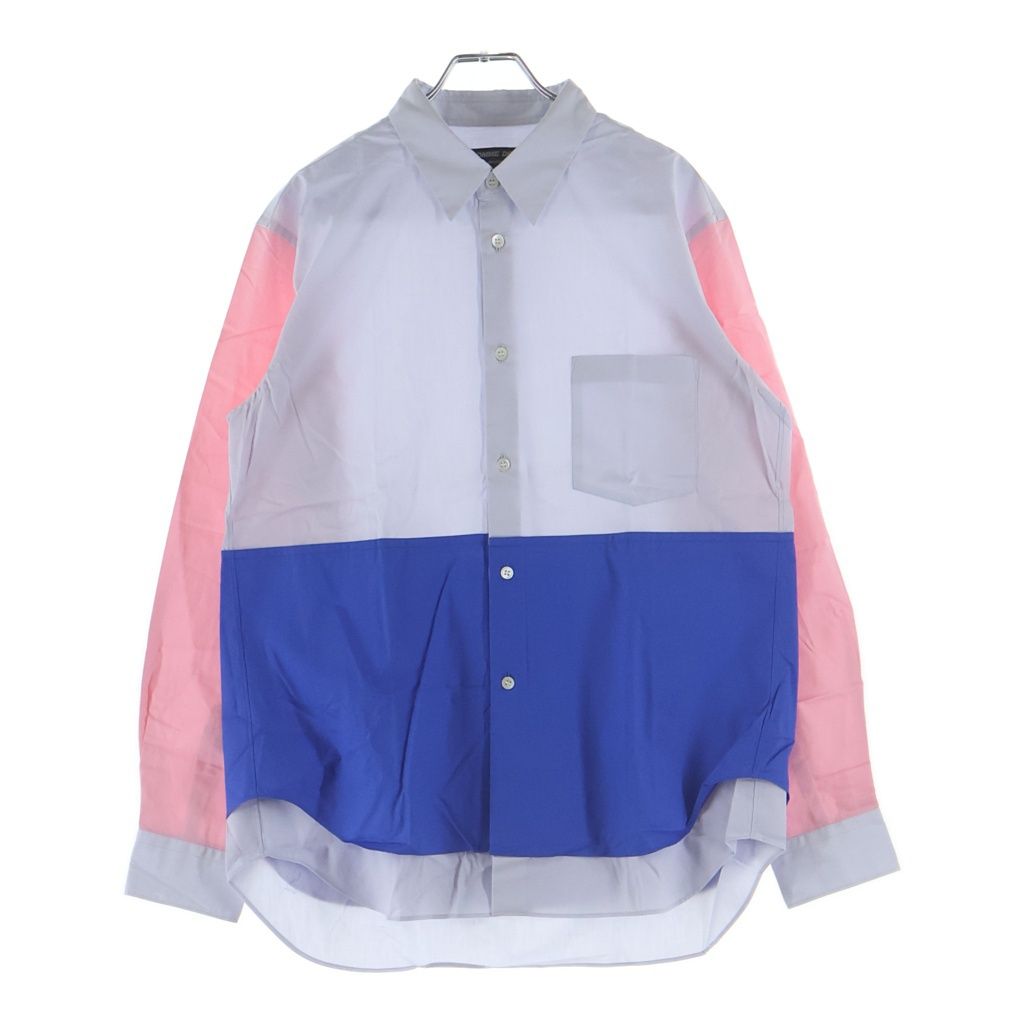 COMME des GARCONS HOMME DEUX (コムデギャルソン オムドゥ) 22AW AD2022 ドッキング加工 長袖コットンシャツ グレー/ブルー/ピンク DJ-B052