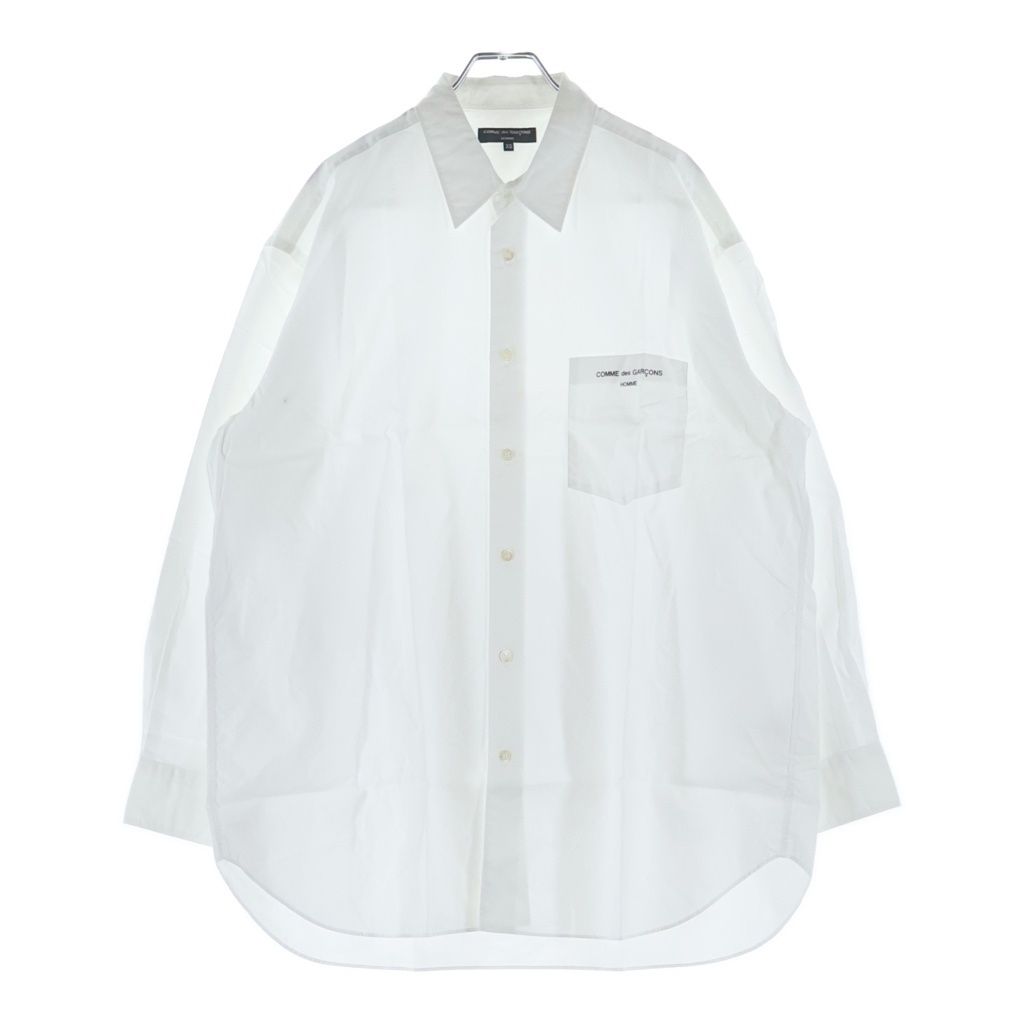 COMME des GARCONS HOMME (コムデギャルソンオム) 22SS AD2021 胸ロゴプリント 長袖ボタンシャツ ホワイト HI-B003