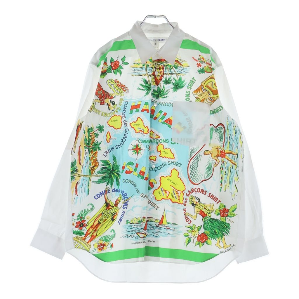 COMME des GARCONS SHIRT (コムデギャルソンシャツ) フロントプリント ロングスリーブ コットンシャツ ホワイト FP-B060