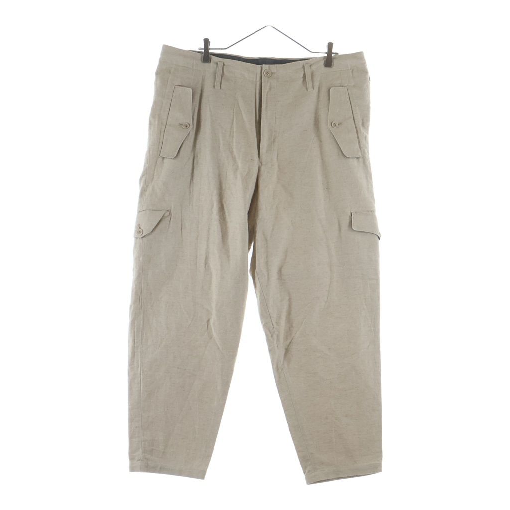 Y's for men (ワイズフォーメン) 24AW Z-Flap Pants リネン混 Zフラップ ワイドパンツ ベージュ MO-P15-008