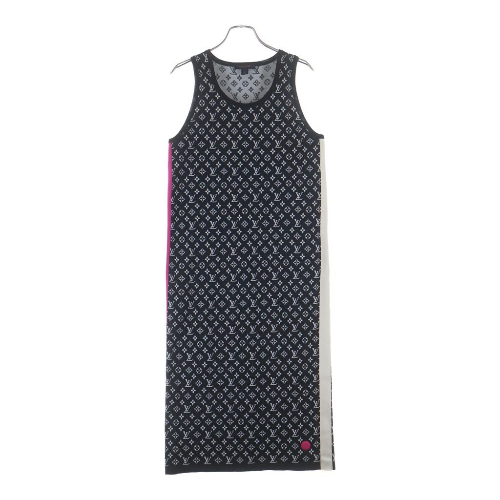 LOUIS VUITTON (ルイヴィトン) モノグラム ノースリーブ ニットワンピース ブラック×ホワイト #S RW222J N87 FNKD05
