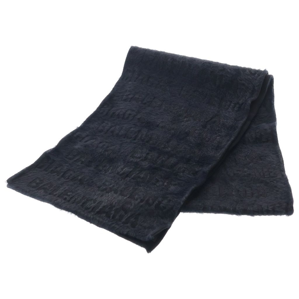 BALENCIAGA (バレンシアガ) MUFFLER ロゴ総柄 ウールマフラー ブラック 769019 T6230