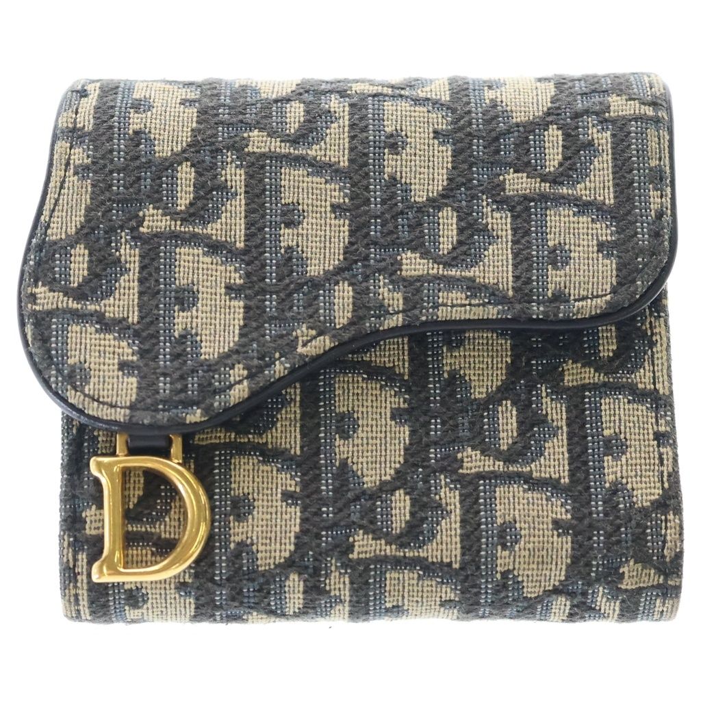 DIOR (ディオール) Saddle Lotus サドル ロータス オブリーク柄 三つ折り財布 ウォレット グレー S59192CTZQ M928