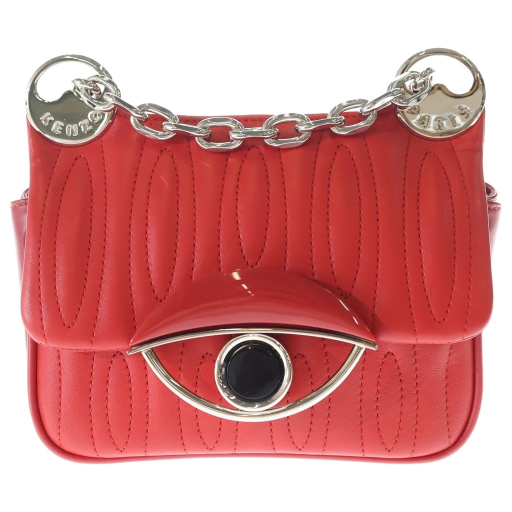 KENZO (ケンゾー) 19AW Tali Eye Embellished Quilted Leather Shoulder Bag タリ アイモチーフショルダーバッグ レザー レッド