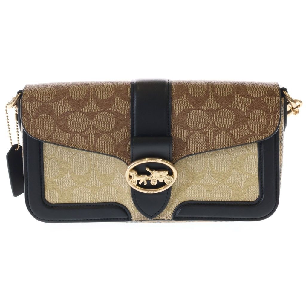 COACH (コーチ) 5509 シグネチャーPVC 2WAY ハンドバッグ ショルダーバッグ ブラウン/ブラック