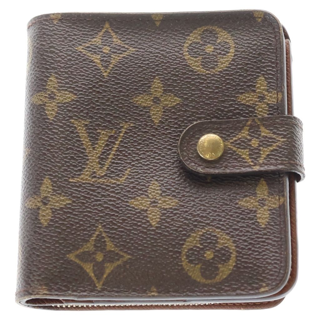 LOUIS VUITTON (ルイヴィトン) モノグラムキャンバス コンパクトジップ ウォレット 二つ折り財布 ブラウン M61667 MI1002