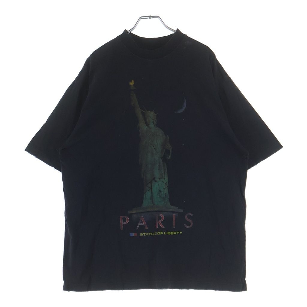 BALENCIAGA (バレンシアガ) 24SS Paris Liberty 764235 TQVR9 パリス リバティ ダメージ加工 クルーネック半袖Tシャツ カットソー ブラック