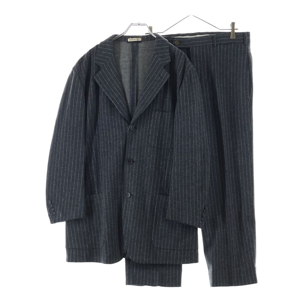 HERMES (エルメス) セットアップスーツ ストライプ総柄 ウール 3B テーラードジャケット スラックスパンツ グレー