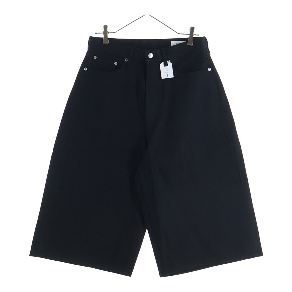 HYKE (ハイク) TWILL SHORTS ボタンフライツイルショーツ ハーフパンツ ブラック 13385