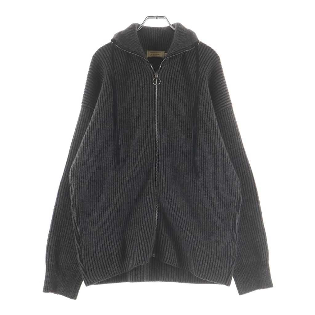 MAISON KITSUNE (メゾンキツネ) Loose-Fit Zip-Up Cardigan ジップアップカーディガン ニットセーター DU00509KT1006 チャコールグレー